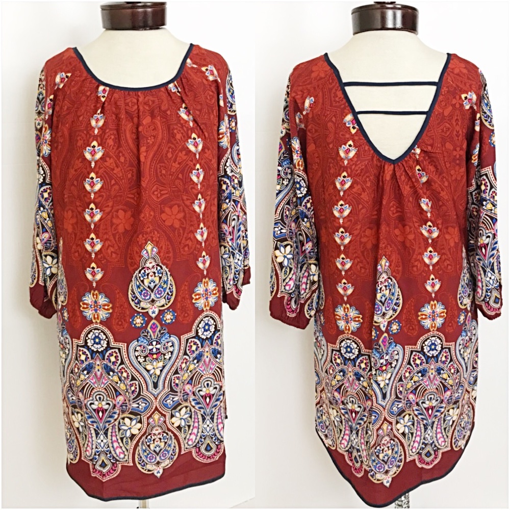 Stunning Bohemian Shift Tunic Dress Small - Picture 3 of 4
